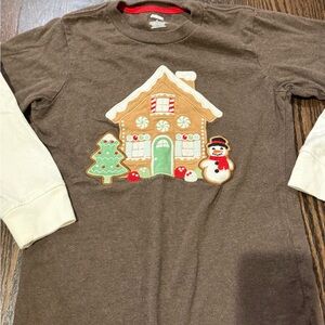 Gymboree Brown Long Sleeve Tee with Holiday Design